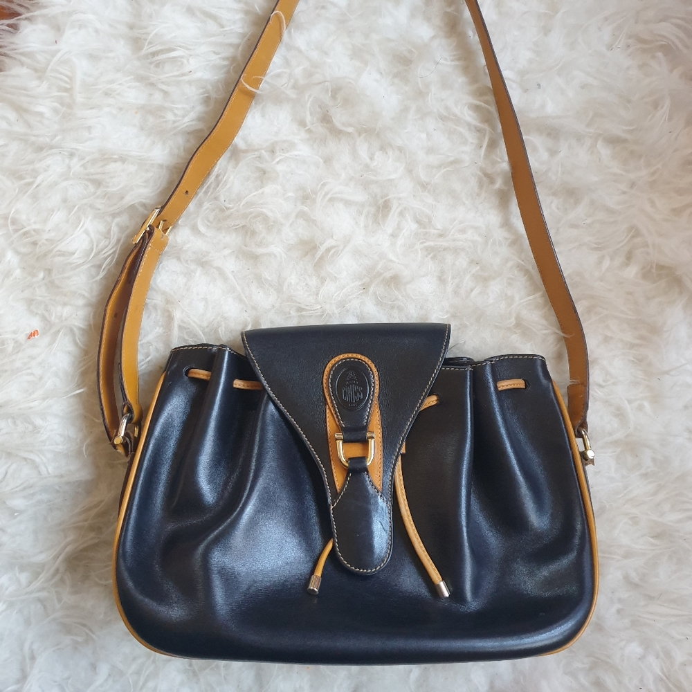 Mark Cross vintage black and tan leather bag